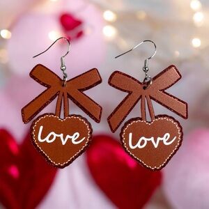 Brown Heart 'Love' Earrings